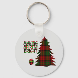 Christmas Tree Plaid Key Ring