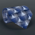 Christmas Tree Plaid Navy Blue Two-Sided Tie<br><div class="desc">Navy blue with silver and grey colorway.  Inspired by the retro advertising art from the fifties and sixties,  this Christmas tree design is combined with lots of rows of coloured checks to create this unique plaid holiday necktie. These designs come in several colorways.</div>
