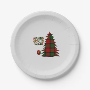 Christmas Tree Plaid         Paper Plate