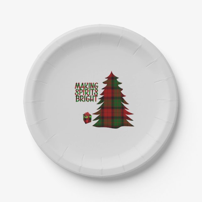 Christmas Tree Plaid         Paper Plate (Front)