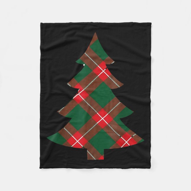 Christmas Tree Plaid Pattern Red Green Holiday For Fleece Blanket (Front)