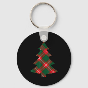 Christmas Tree Plaid Pattern Red Green Holiday For Key Ring