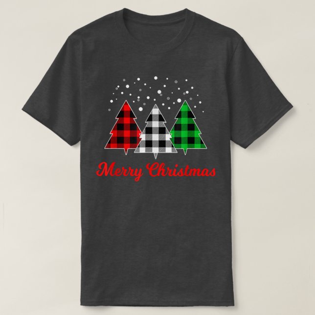Christmas Tree Plaid Red Green White Tree Merry Xm T-Shirt (Design Front)