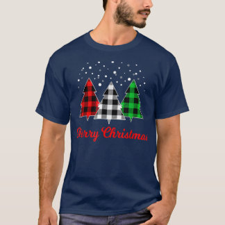 Christmas Tree Plaid Red Green White Tree Merry Xm T-Shirt