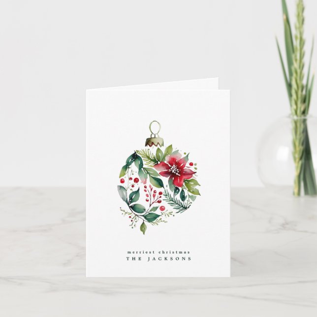 Christmas Tree Poinsettia Bobble | Photo Holiday Card (Front)