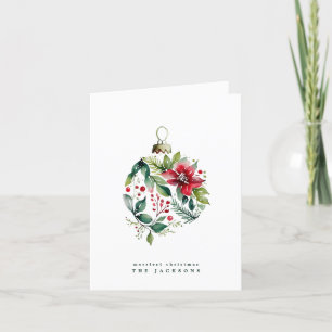 Christmas Tree Poinsettia Bobble   Photo Holiday Card