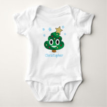 Christmas Tree Poop Emoji Baby Bodysuit