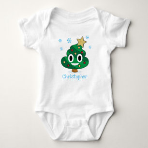 Christmas Tree Poop Emoji Baby Bodysuit