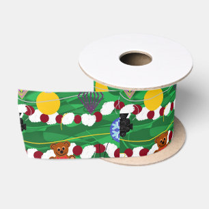 Christmas Tree Popcorn n Cranberries n Ornaments Satin Ribbon