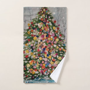 CHRISTMAS TREE POSTCARD HAND TOWEL