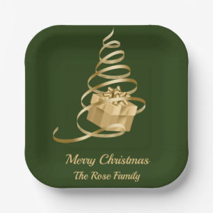 Christmas Tree Present Paper Plate