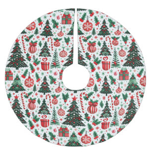 Christmas tree, presents, candy cane brushed polyester tree skirt