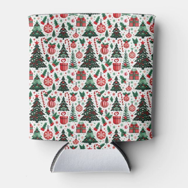 Christmas tree, presents, candy cane can cooler (Front)