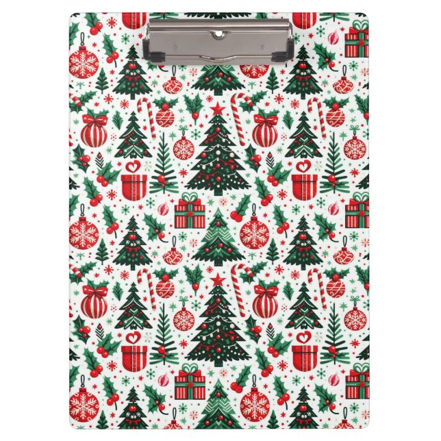 Christmas tree, presents, candy cane clipboard (Front)