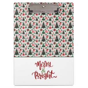 Christmas tree, presents, candy cane clipboard