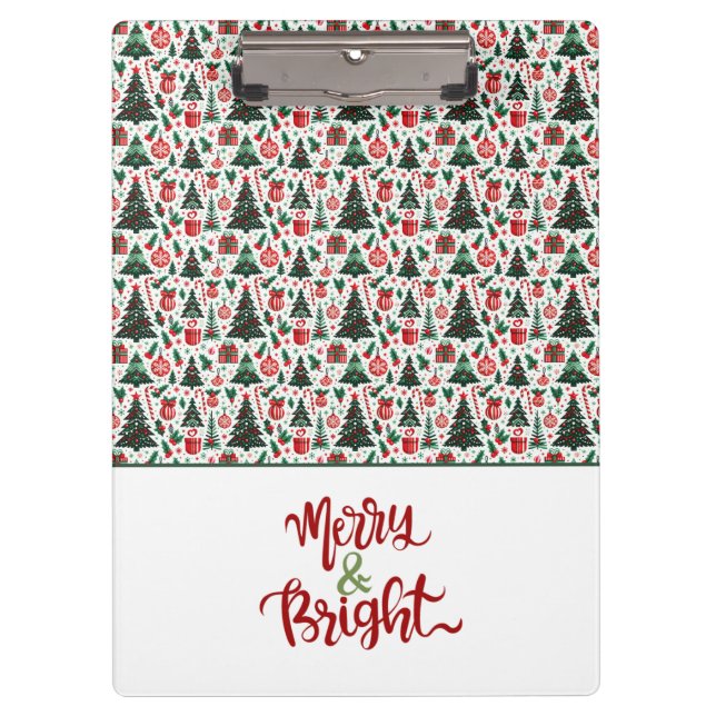 Christmas tree, presents, candy cane clipboard (Front)