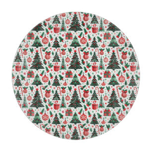Christmas tree, presents, candy cane cutting board