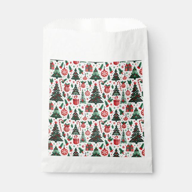 Christmas tree, presents, candy cane favour bag (Front)