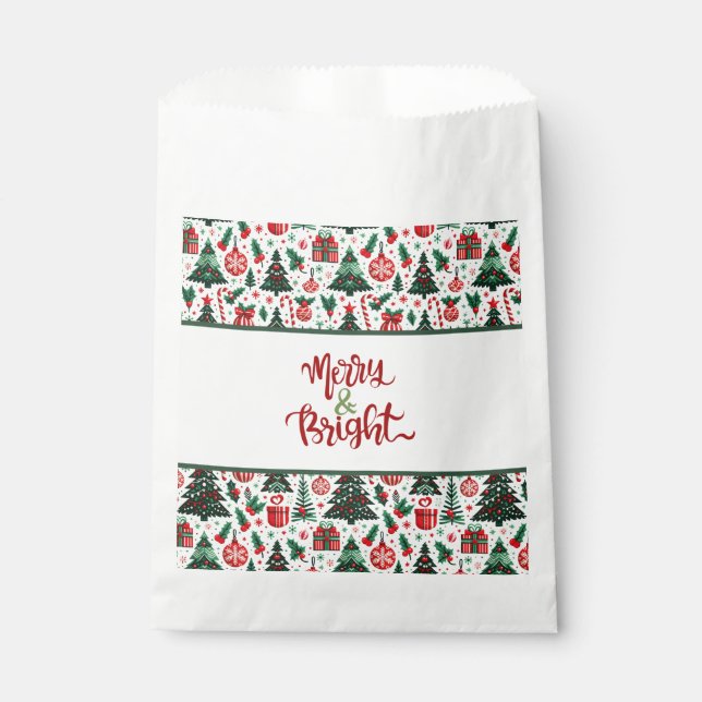 Christmas tree, presents, candy cane favour bag (Front)