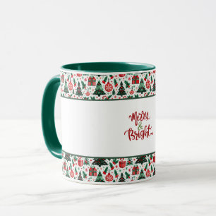 Christmas tree, presents, candy cane mug