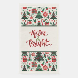 Christmas tree, presents, candy cane napkin