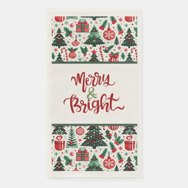 Christmas tree, presents, candy cane napkin (Front)