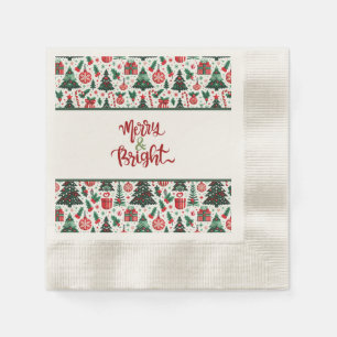 Christmas tree, presents, candy cane napkin