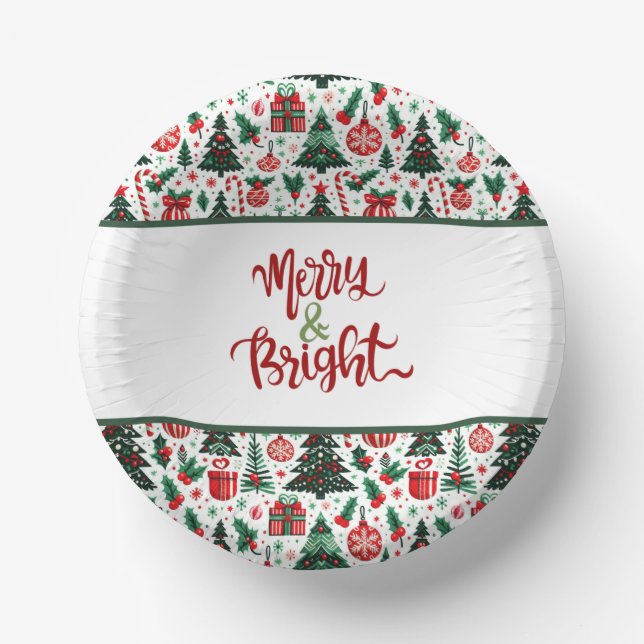 Christmas tree, presents, candy cane paper plate (Front)