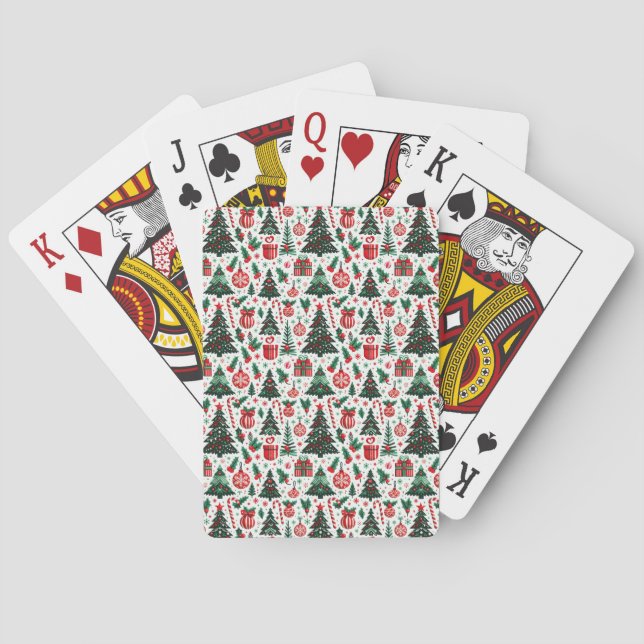 Christmas tree, presents, candy cane playing cards (Back)