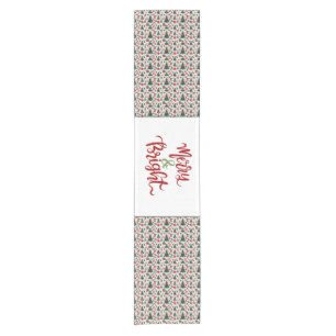 Christmas tree, presents, candy cane short table runner