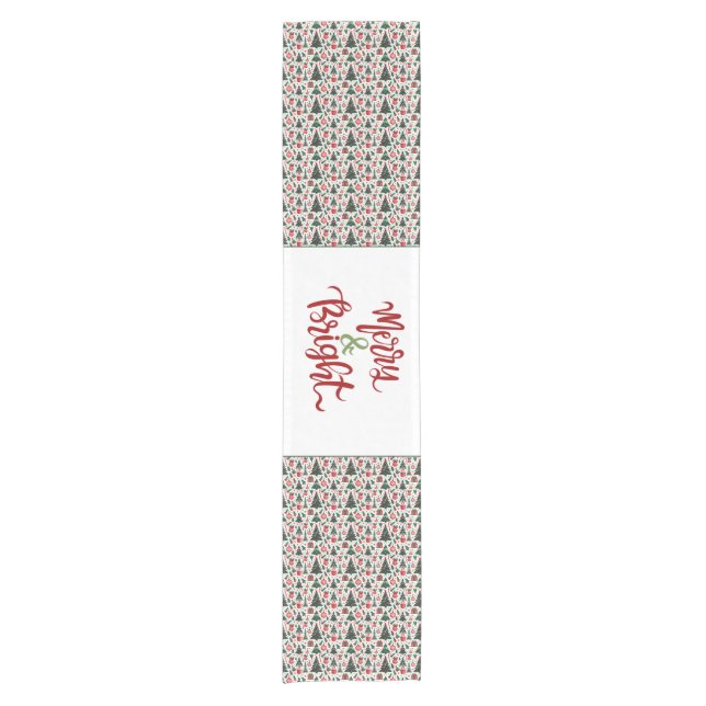 Christmas tree, presents, candy cane short table runner (Front)