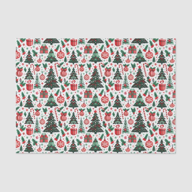 Christmas tree, presents, candy cane tissue paper (Front)