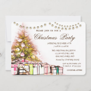 Christmas Tree Presents,Corporate Christmas Party Invitation