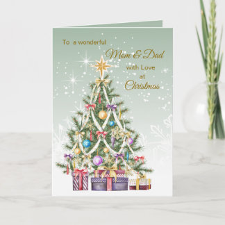 Christmas tree, presents, Mum and Dad Holiday Card