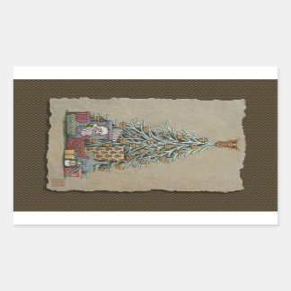 Christmas Tree & Presents Rectangular Sticker