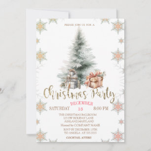 Christmas Tree Presents Snowflakes Invitation