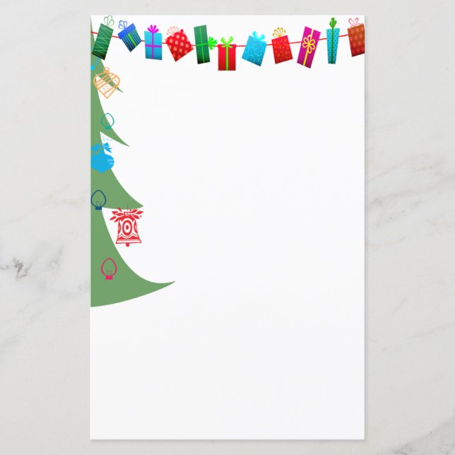 Christmas Tree & Presents Stationery (Matching) (Front)