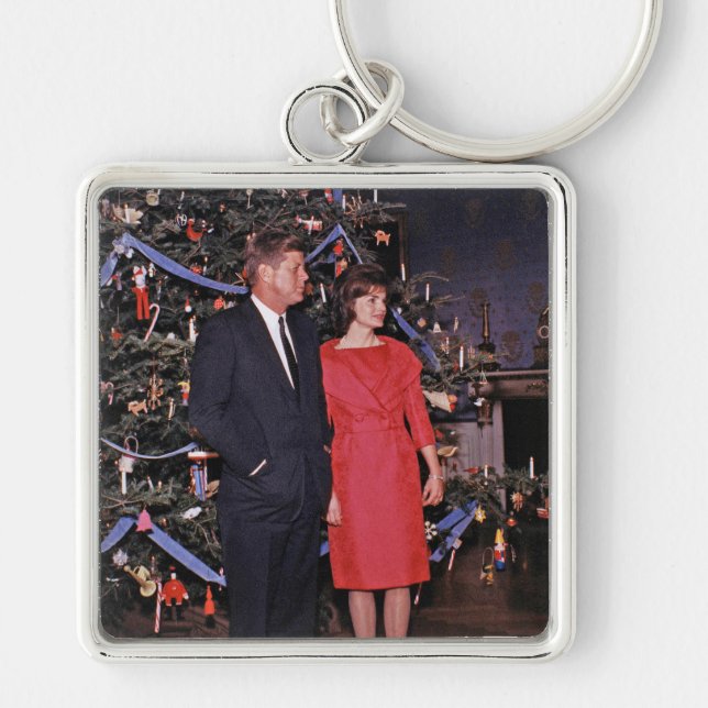 Christmas Tree President John Kennedy & Jacqueline Key Ring (Front)