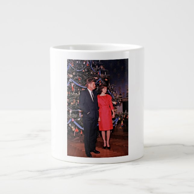 Christmas Tree President John Kennedy & Jacqueline Large Coffee Mug (Front)