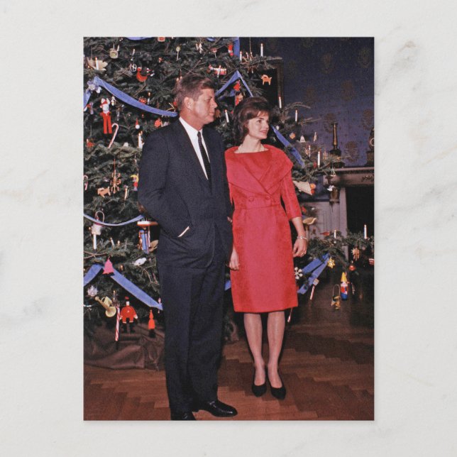 Christmas Tree President John Kennedy & Jacqueline Postcard (Front)
