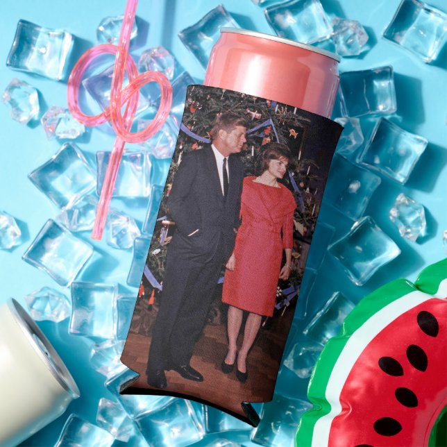 Christmas Tree President John Kennedy & Jacqueline Seltzer Can Cooler (In Situ Summer)