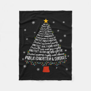 Christmas Tree Protect Human Rights Protect Libert Fleece Blanket