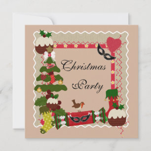 Christmas Tree & Puddings Party Invitation