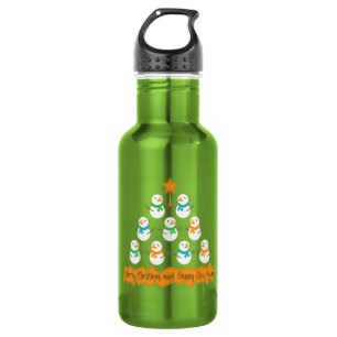 Christmas tree pyramid made of xmas snowmen 532 ml water bottle
