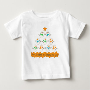 Christmas tree pyramid made of xmas snowmen baby T-Shirt