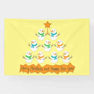 Christmas tree pyramid made of xmas snowmen banner