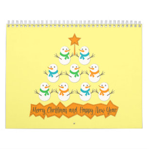 Christmas tree pyramid made of xmas snowmen calendar