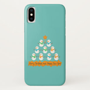 Christmas tree pyramid made of xmas snowmen iPhone x case