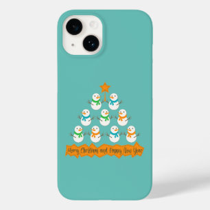 Christmas tree pyramid made of xmas snowmen Case-Mate iPhone 14 case