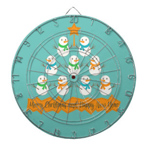 Christmas tree pyramid made of xmas snowmen dartboard